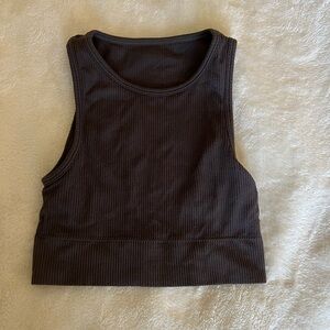 SKIMS Ribbed Crop Top - Dark Brown